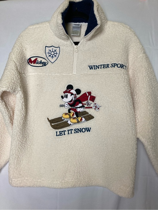 Disney Sweaters - Disney Off-White Sherpa Jacket with Navy Trim